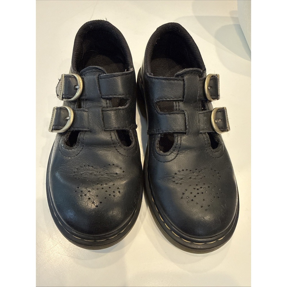 Dr Martens Junior 8065 Soft T Leather Mary Jane Black, Brass Buckles - Size 13